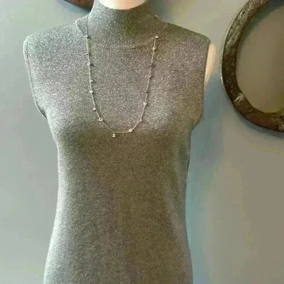- Chico's silver mock turtleneck sleeveless sweater size 2 - Picture 2 of 6